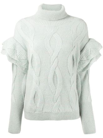 Onefifteen X Beyond The Radar cable knit jumper - women - Wool/Nylon - XS/S - Green