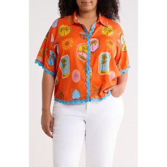 Sugarlips Maury Postcard Shirt in Red-Pink-Multi at Nordstrom, Size 2X