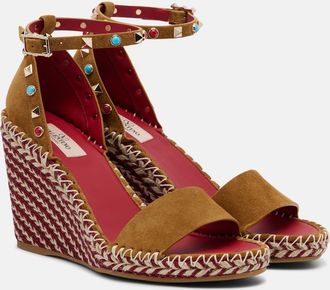 Valentino Garavani Rockstud suede wedge sandals