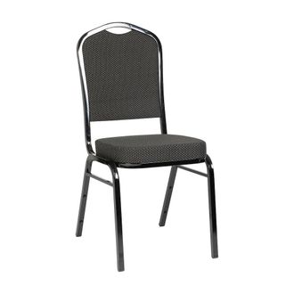 Flash Furniture Crown Back Stacking Banquet Chair in Black Dot Patterned Fabric - Black Frame
