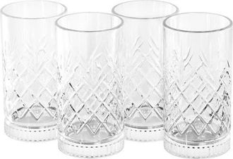Gibson Home 4 Piece 16 Ounce Diamond Embossed Glass Tumbler Set in Clear at Nordstrom
