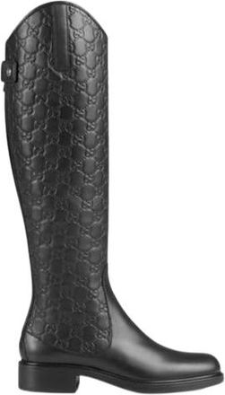 Gucci Black Leather Maud Riding Boots Size 41.5