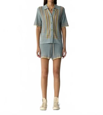Guest In Residence Button-Down Shirt In Clear Sky Combo