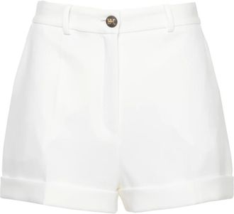 Elisabetta Franchi Belt Logo Button Shorts - Dames - Bermuda - Wit - M - Korte Broeken