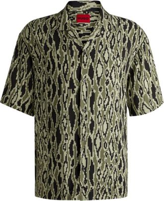 HUGO BOSS Oversize-fit shirt in python-print poplin