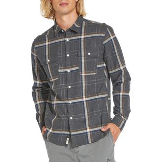 Civil Society Plaid Cotton Flannel Button-Up Shirt in Heather Dark Charcoal at Nordstrom Rack, Size Large