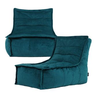 Icon Brand Dolce Large Beanbag Lounger, Velvet (2-Pack) in Teal