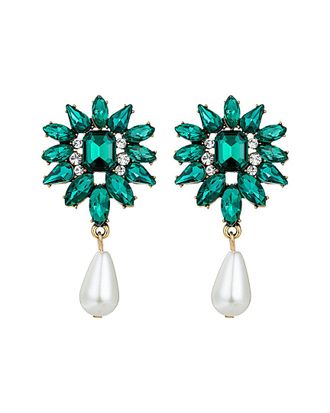 Eyecandy LA Eye Candy La Green Leaf Cz Crystal Dangle Earring