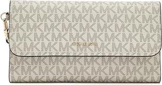 Michael Kors Jet Set Medium Flap Double Zip Wristlet Womens Handbags Vanilla/Soft Pink, Polyester