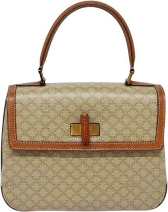 Celine Pre-owned Handbags, female, Beige, Size: ONE SIZE Pre-owned Vintage convertible top handle bag