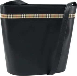 Burberry Pre-owned Bucket Bags, female, Black, Size: ONE SIZE Pre-owned Leather Shoulder Bag