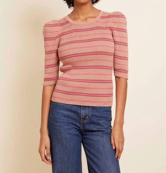 Nation Ltd Sarah Slim Crew Neck Top In Bisou Stripe