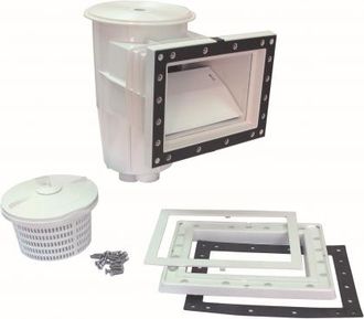 OEM Skimmer Piscina Abs Blanco Boca Est&aacute;ndar Tapa Circular Conexi&oacute;n Inferior Rosca 1 1/2 Int. - 2 Ext. Pn10