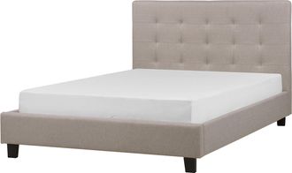 Beliani Beliani - Cama Con Somier De Poli&eacute;ster Gris Claro 140 X 200 Cm Abotonado La Rochelle