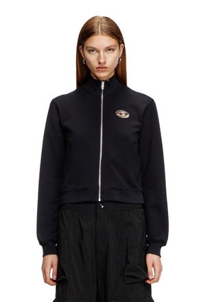 Diesel Zip-up sweatshirt with cut-out logo - Sweaters - Woman - Black