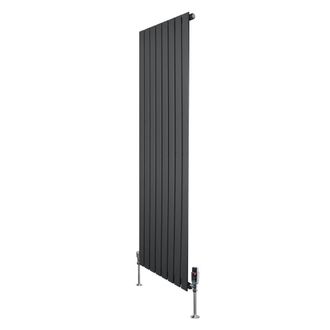 MonsterShop Flat Single Column Radiator & Valves - 1600mm x 560mm - Anthracite in Grey