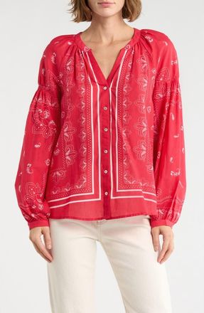 Daniel Rainn Long Sleeve Cotton Top in Red at Nordstrom Rack, Size Medium