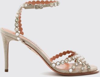 Aquazzura Sandali Tequila in camoscio con cristalli e tacco a spillo