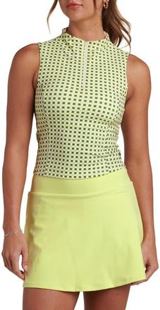 La Blanca Checkpoint Sleeveless Half Zip Golf Top in Lime at Nordstrom, Size X-Small