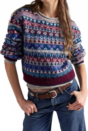 Free People Favorite Things Sweater In Frosted Wine Combo