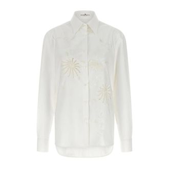 Ermanno Scervino Camicia in Popeline di Cotone Ricamato - - Blouses & Shirts - Donna - Bianco - S