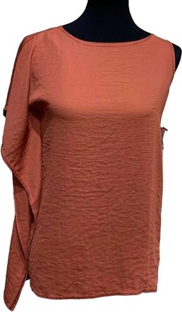 Rachel Roy Womens Asymmetrical Shoulder Ruffle Top In Terracotta