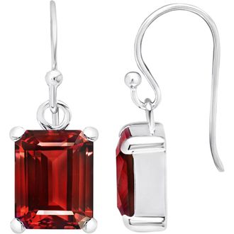 MAX + STONE Sterling Silver Emerald Cut Gemstone Drop Earring