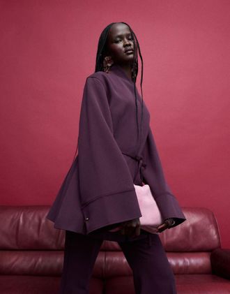 & Other Stories Blazer stile kimono bordeaux in coordinato-Rosso