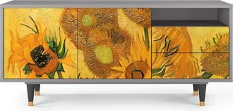 StoryZ Mueble de TV amarillo 2 cajones y 2 puertas L 125 cm