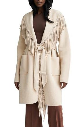 NVLT Fringed Eyelash Knit Sweater Coat in Camel at Nordstrom Rack, Size X-Large