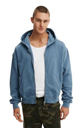 Cotton On Mens Cropped Zip Up Hoodie in Comet Blue Wash at Nordstrom, Size X-Small