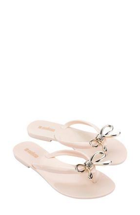 Melissa Harmonic Iris Flip Flop in Beige/gold at Nordstrom, Size 10