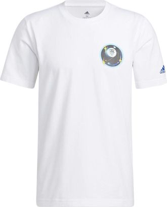 adidas Mens adidas TMAC TEE 8 Pattern Printing Round Neck Pullover Short Sleeve White T-Shirt HS8522