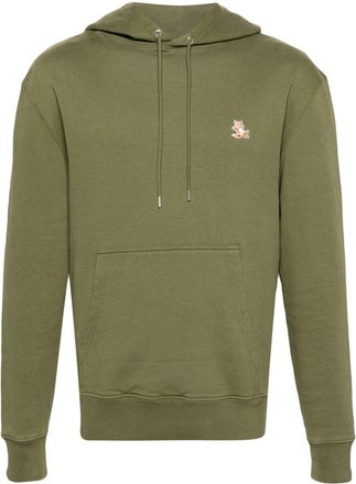 Maison Kitsun&eacute; Chillax Fox-patch cotton hoodie - men - Cotton - S - Green