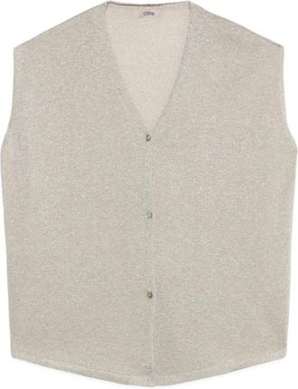 Oltre Mouwloos vest in lurex garen - Dames - Vesten - Beige - S/M - Nylon - Truien & Vesten
