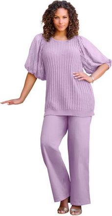 Roaman's Lace Sleeve Sweater in Pale Lavender at Nordstrom, Size 32
