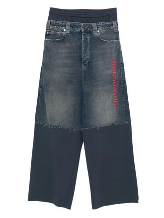 Balenciaga embroidered-patchwork trousers - Blue