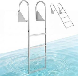 OEM Escalera De Muelle 540 X 50 Mm Con 4 Pelda&ntilde;os Antideslizantes De Aleaci&oacute;n De Aluminio, Escalera De Pont&oacute;n Abatible Con Pasamanos, Cuerda, Soporta 159 