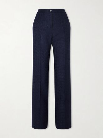 Giuliva Heritage Collection Pantaloni A Gamba Dritta In Tweed Di Misto Lana Boucl&eacute; Janice - Blu