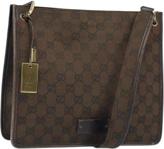 Gucci Pre-owned Cross Body Bags, female, Brown, Size: ONE SIZE Pre-owned Vintage GG Canvas Shoulder Bag