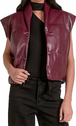 Elan High Collar Sleeveless Vest In Red