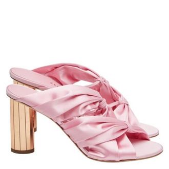 Ferragamo Sabina Mirrored Heel Satin Sandals, Size 7 C