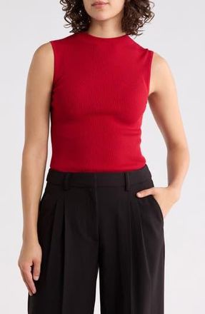 BOSS Feskies Mock Neck Sleeveless Rib Sweater in Bright Red at Nordstrom Rack, Size Xx-Large
