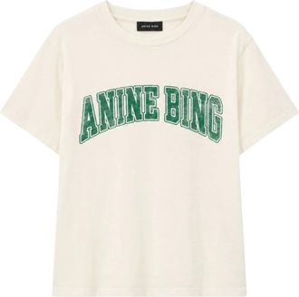Anine Bing Shelley Tee - Dames - T-shirts - Beige - M - Katoen - Tops