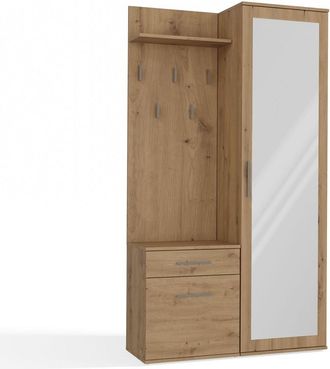 OEM Armario De Recibidor De Roble Artesanal Con Espejo, Percha Y Armario - Conjunto De Muebles Para Recibidor