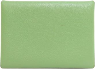 Hermès Green Leather Coin Purse/Coin Case (Pre-Owned)