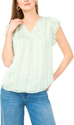 Vince Camuto Fluttering Sleeve Top in Dark Jade at Nordstrom, Size Medium