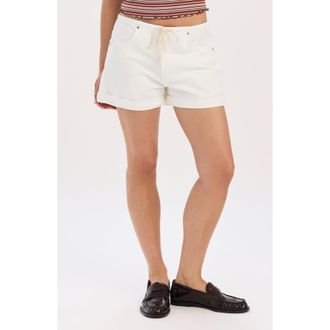 Daze Maddie Tie Waist Denim Shorts in Lamb at Nordstrom, Size 25