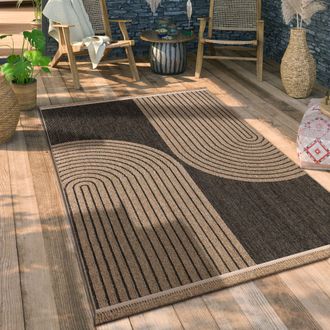 Paco Home Paco Home - Alfombra Salon Cocina Exterior Terraza Jardin Boho Floral Dibujo Geometrico Antracita, 200x280 Cm