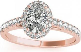 Allurez Lab Diamond Halo Oval Shape Engagement Ring 14k Rose Gold (0.26ct)